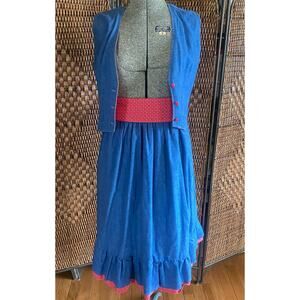 Size S-M//Vintage Handmade Denim Western Skirt and Vest Set
